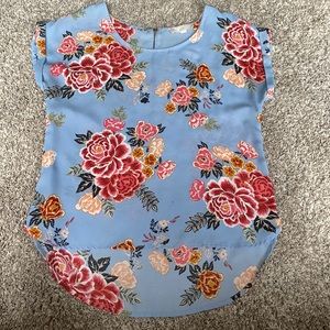 Medium Blue Floral Blouse